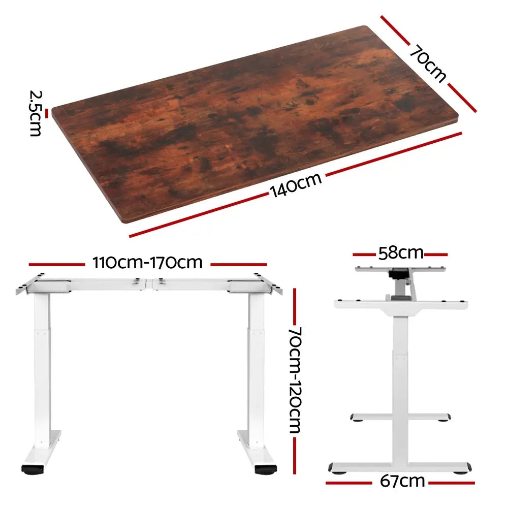 Artiss Standing Desk Motorised Dual Motor 140CM Rustic Brwon Chez Guru
