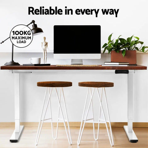 Artiss Standing Desk Motorised Dual Motor 140CM Rustic Brwon Chez Guru