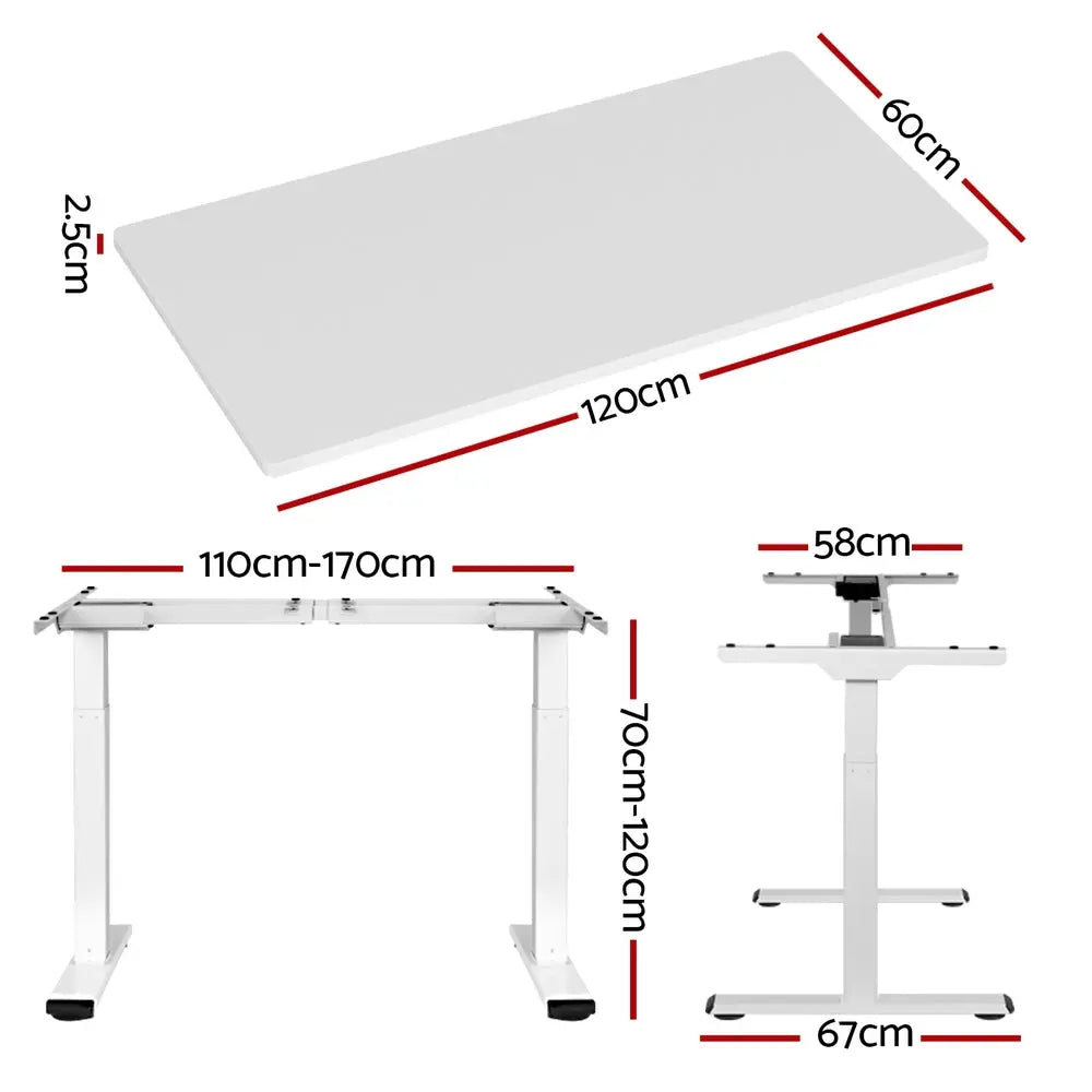Artiss Standing Desk Motorised Dual Motor 120CM White Chez Guru