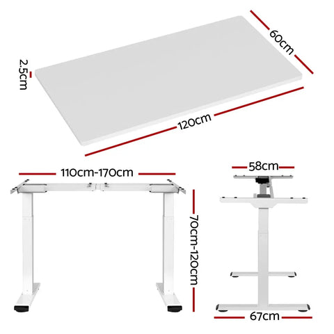 Artiss Standing Desk Motorised Dual Motor 120CM White Chez Guru