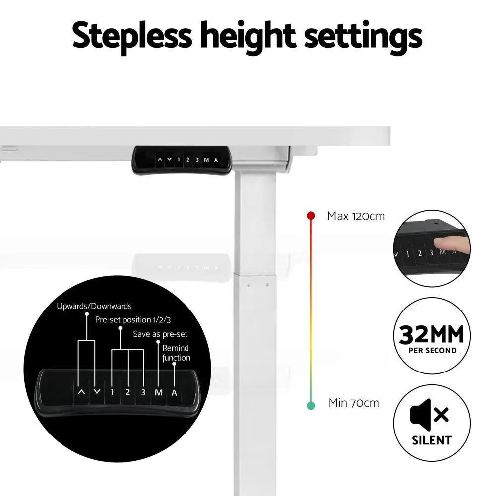 Artiss Standing Desk Motorised Dual Motor 120CM White Chez Guru