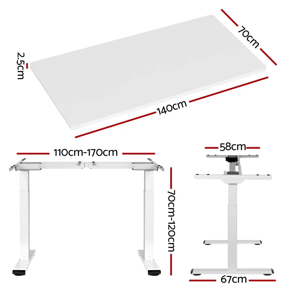 Artiss Standing Desk Motorised Dual Motor 140CM White Chez Guru