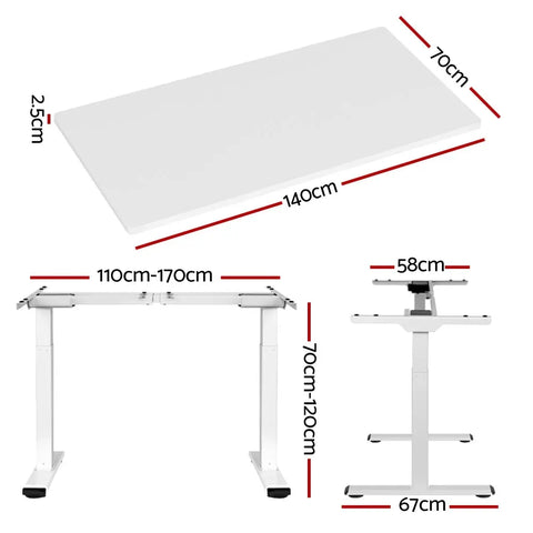 Artiss Standing Desk Motorised Dual Motor 140CM White Chez Guru