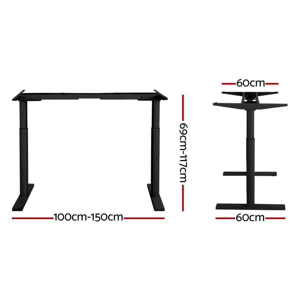 Artiss Standing Desk Frame Only Dual Motor Motorised Adjustable 125KG Load Black Chez Guru