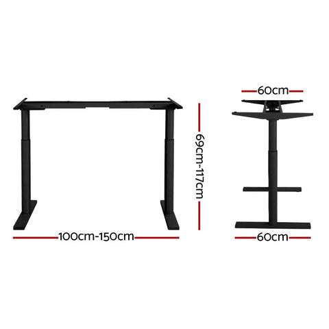 Artiss Standing Desk Frame Only Dual Motor Motorised Adjustable 125KG Load Black Chez Guru