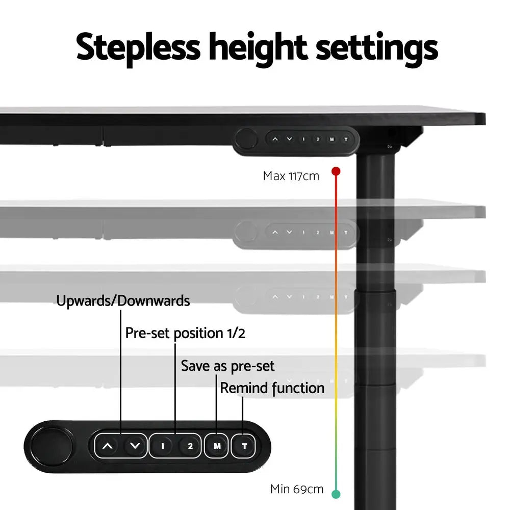 Artiss Standing Desk Frame Only Dual Motor Motorised Adjustable 125KG Load Black Chez Guru