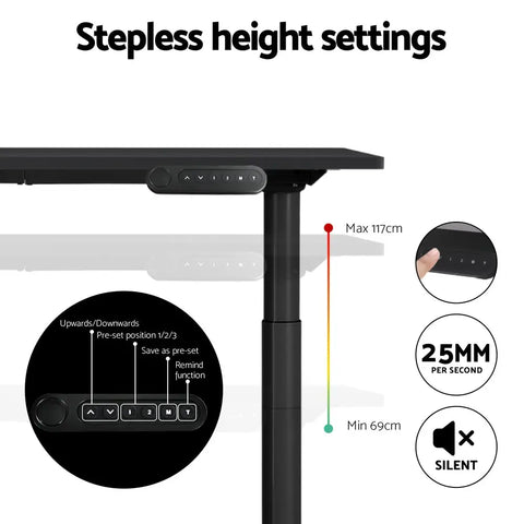 Artiss Standing Desk Motorised Electric Dual Motor Black 140CM Chez Guru