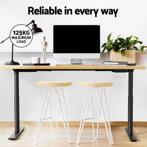Artiss Standing Desk Motorised Electric Dual Motor White Oak 120CM Chez Guru