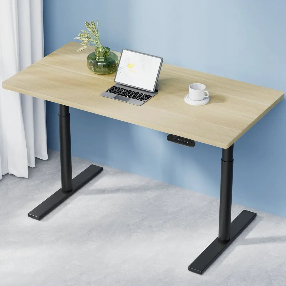 Artiss Standing Desk Motorised Electric Dual Motor White Oak 120CM Chez Guru