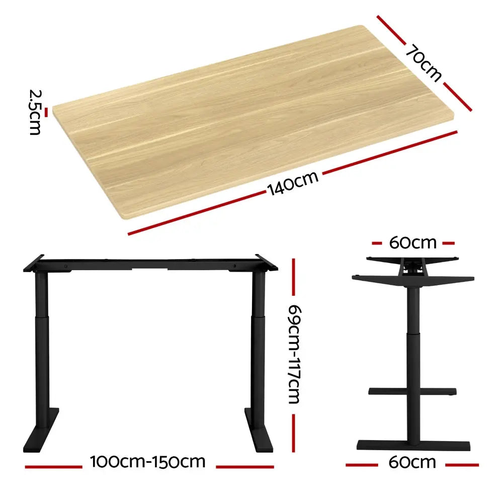Artiss Standing Desk Motorised Electric Dual Motor White Oak 140CM Chez Guru