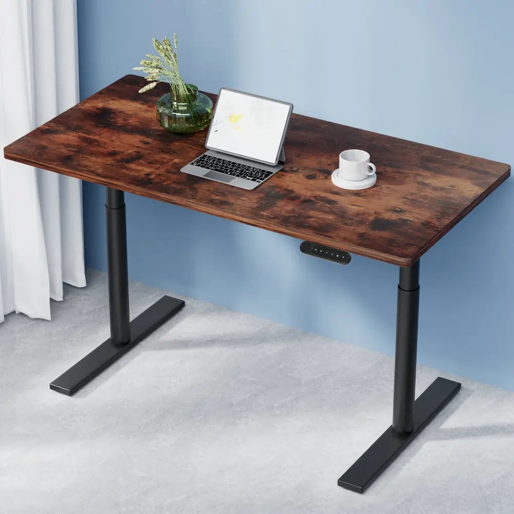 Artiss Standing Desk Motorised Electric Dual Motor Rustic Brown 120CM Chez Guru