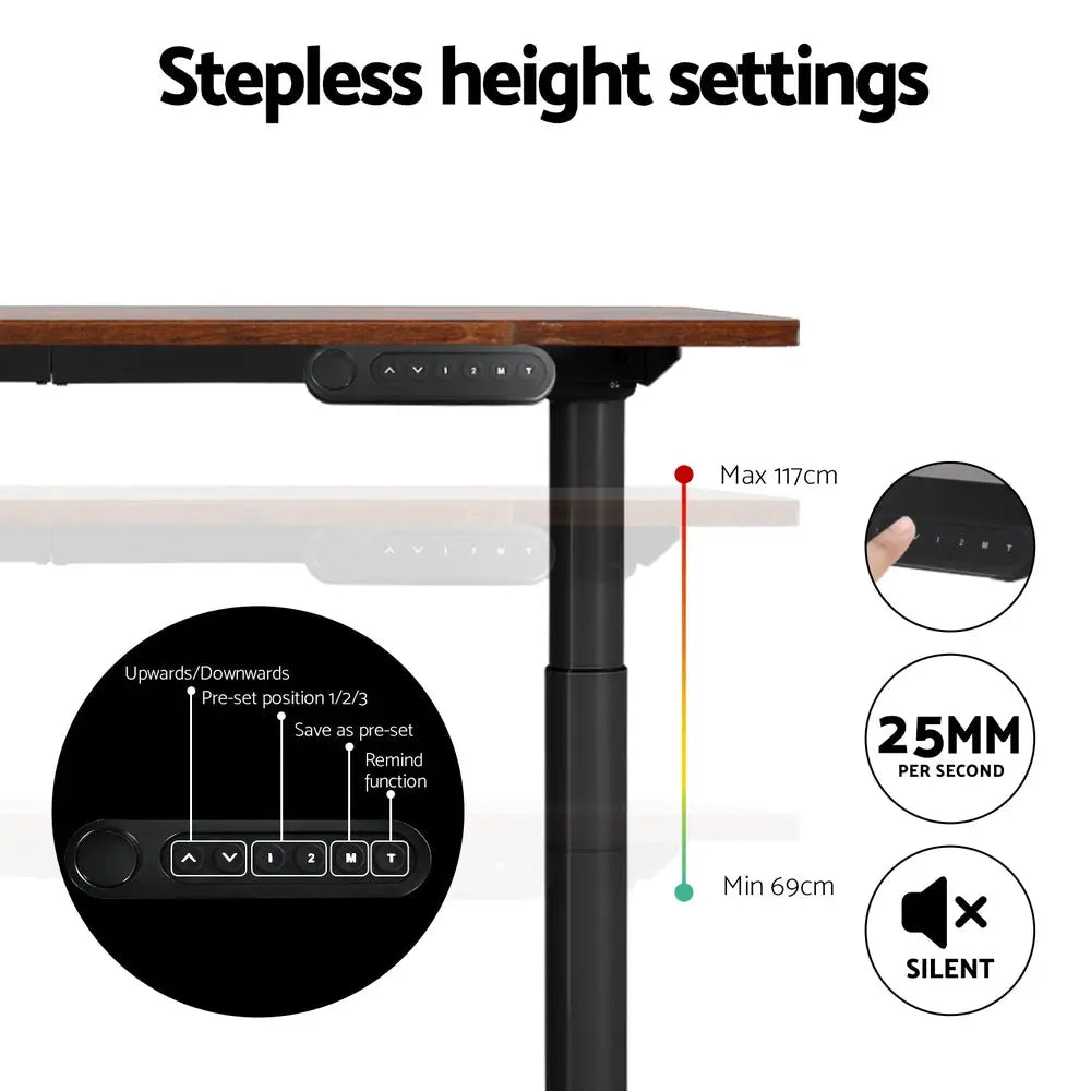 Artiss Standing Desk Motorised Electric Dual Motor Rustic Brown 140CM Chez Guru