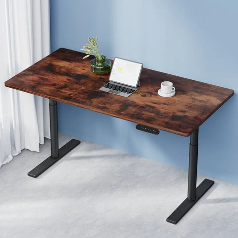 Artiss Standing Desk Motorised Electric Dual Motor Rustic Brown 140CM Chez Guru