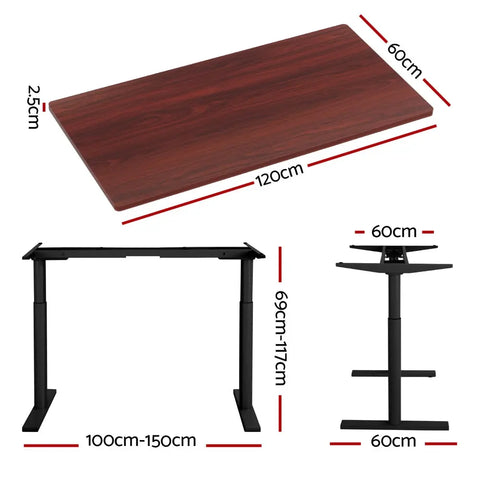 Artiss Standing Desk Motorised Electric Dual Motor Walnut 120CM Chez Guru