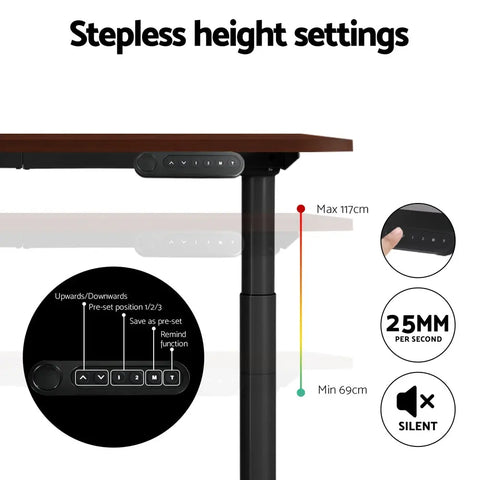 Artiss Standing Desk Motorised Electric Dual Motor Walnut 120CM Chez Guru