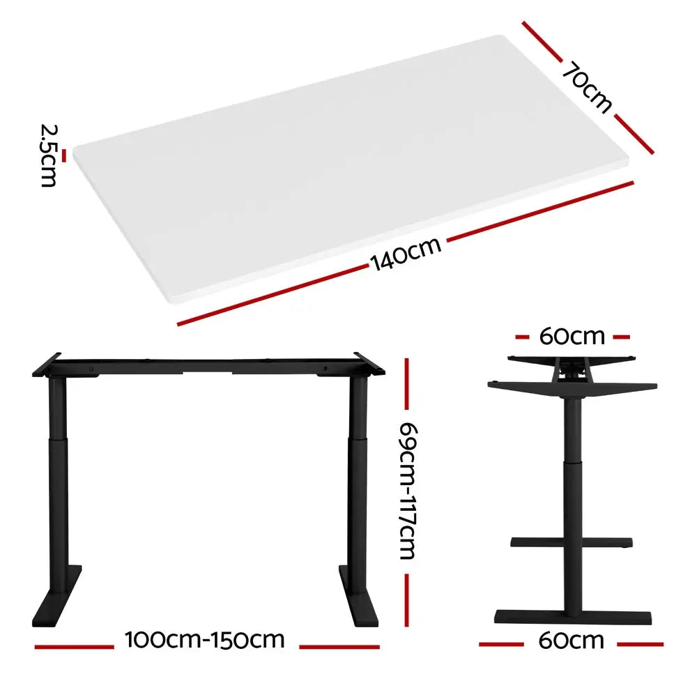 Artiss Standing Desk Motorised Electric Dual Motor White 140CM Chez Guru