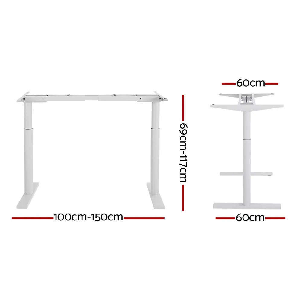 Artiss Standing Desk Frame Only Dual Motor Motorised Adjustable 125KG Load White Chez Guru