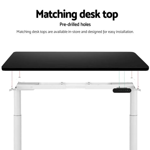 Artiss Standing Desk Frame Only Dual Motor Motorised Adjustable 125KG Load White Chez Guru