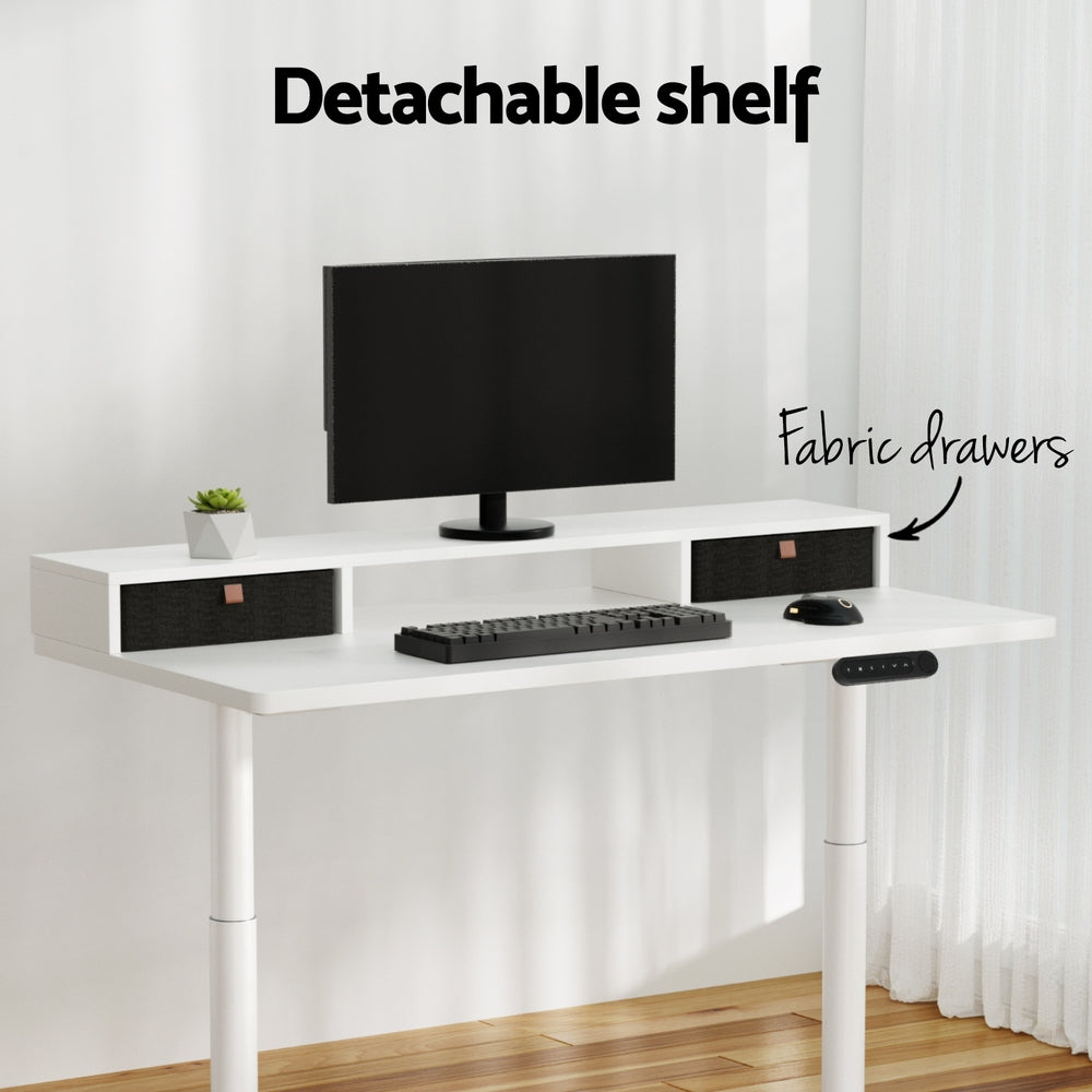 Artiss Electric Standing Desk with Storage Rack Shelf Drawers White 120CM Chez Guru