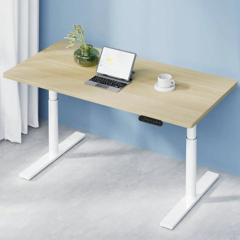 Artiss Standing Desk Motorised Electric Dual Motor 120CM White Oak Chez Guru