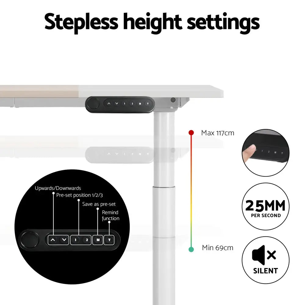 Artiss Standing Desk Motorised Electric Dual Motor Splice White Pine 120CM Chez Guru