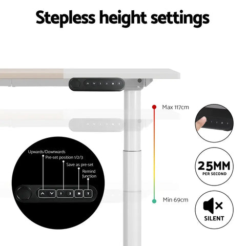 Artiss Standing Desk Motorised Electric Dual Motor Splice White Pine 120CM Chez Guru