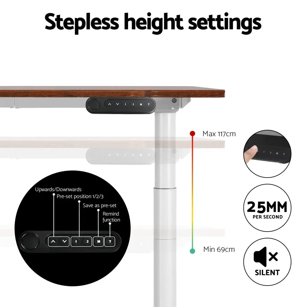 Artiss Standing Desk Motorised Electric Dual Motor 120CM Rustic Brown Chez Guru