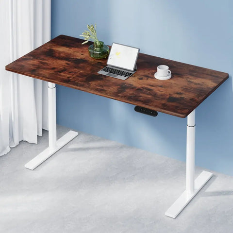 Artiss Standing Desk Motorised Electric Dual Motor 140CM Rustic Brown Chez Guru
