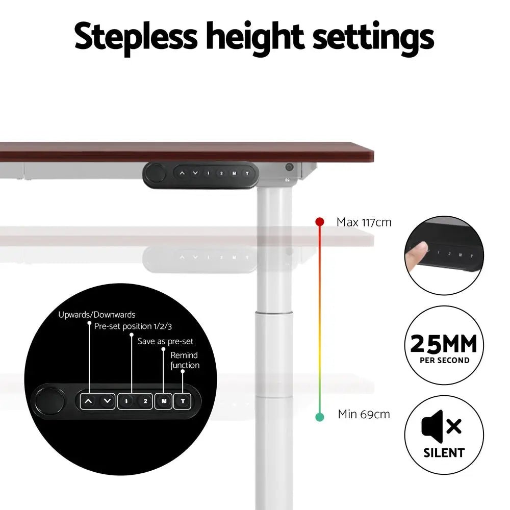 Artiss Standing Desk Motorised Electric Dual Motor 120CM Walnut Chez Guru
