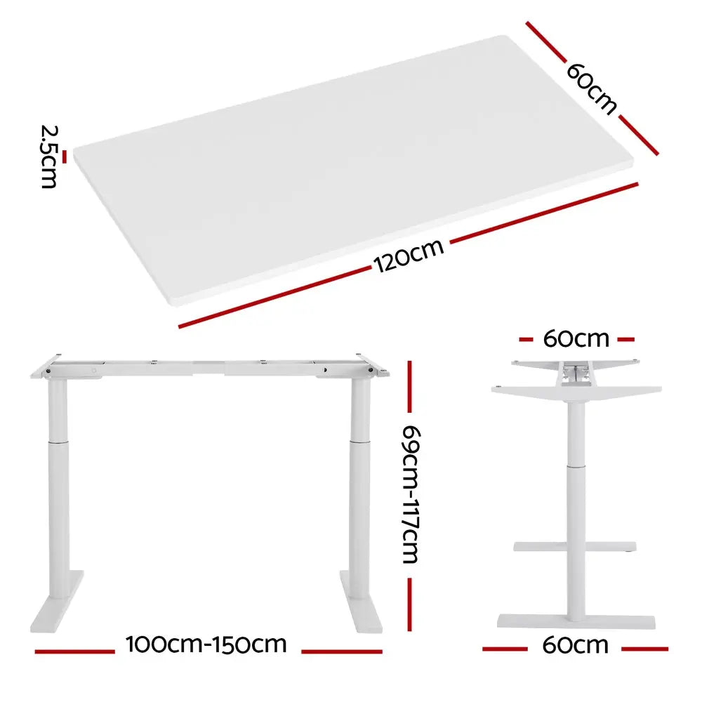 Artiss Standing Desk Motorised Electric Dual Motor 120CM White Chez Guru