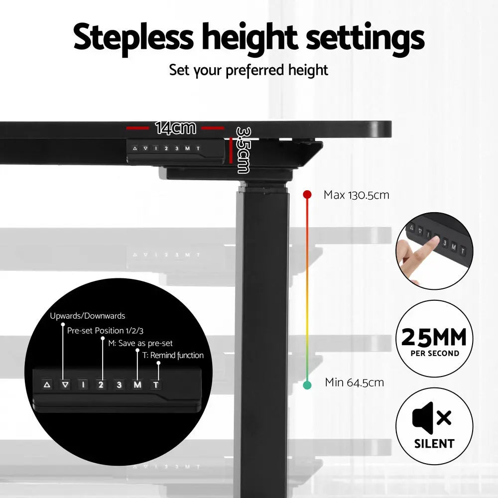 Artiss Standing Desks L-shape Motorised 160CM Black Chez Guru