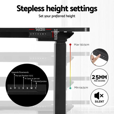 Artiss Standing Desks L-shape Motorised 160CM Black Chez Guru
