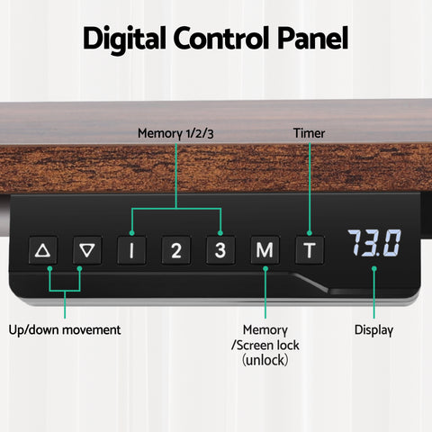 Artiss Electric Standing Desk Adjustable Motorised 120CM L Shaped Rustic Brown