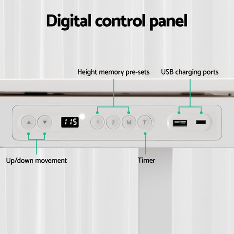 Artiss Standing Desk Motorised Electric Desks Drawer 120CM White
