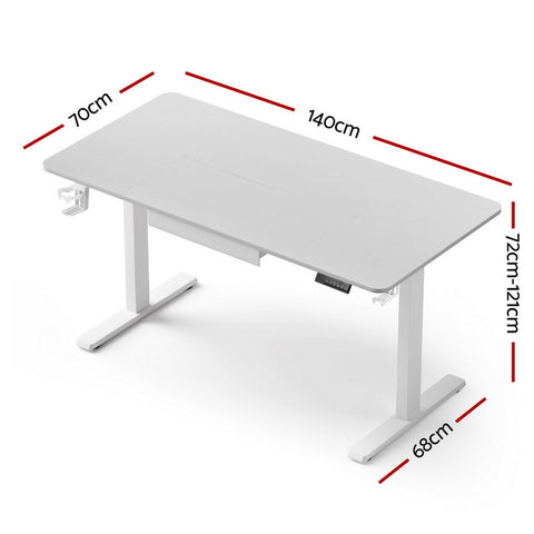 Artiss Electric Standing Desk 140cm Adjustable Height Motorised Home Office Desk Drawer