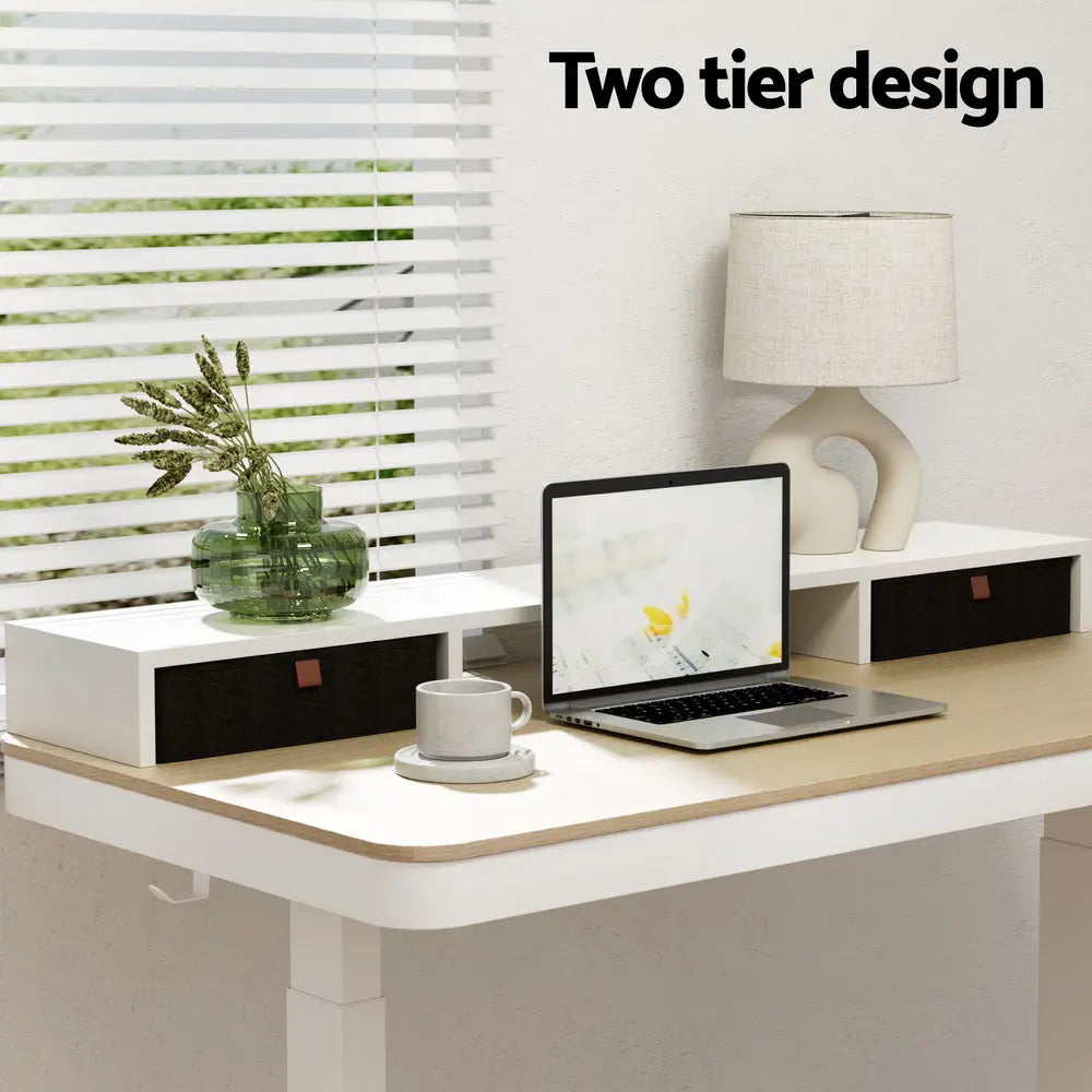 Artiss Standing Desk Desktop Storage Rack Shelf Removable Bookshelf Drawer 120cm Chez Guru
