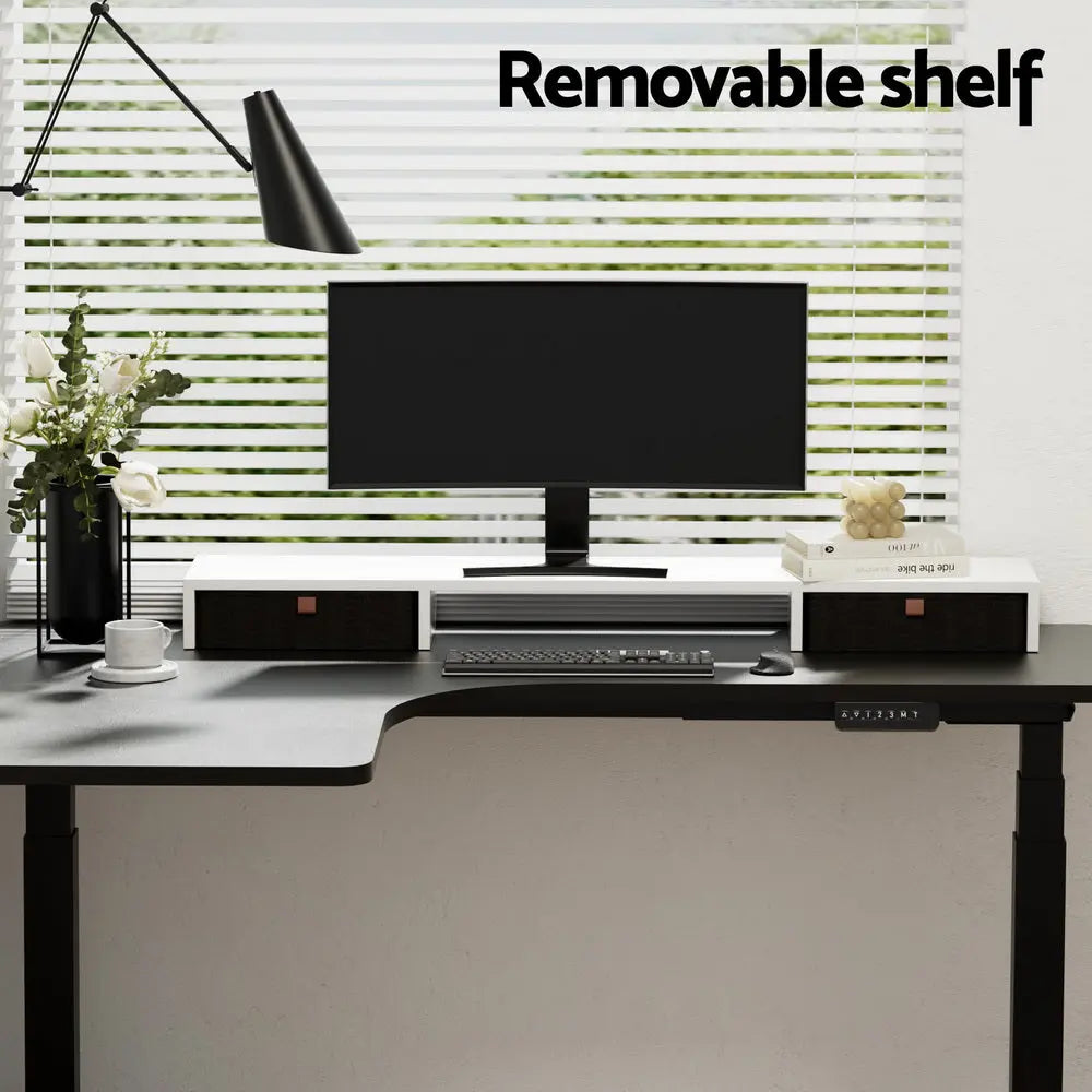 Artiss Standing Desk Desktop Storage Rack Shelf Removable Bookshelf Drawer 120cm Chez Guru