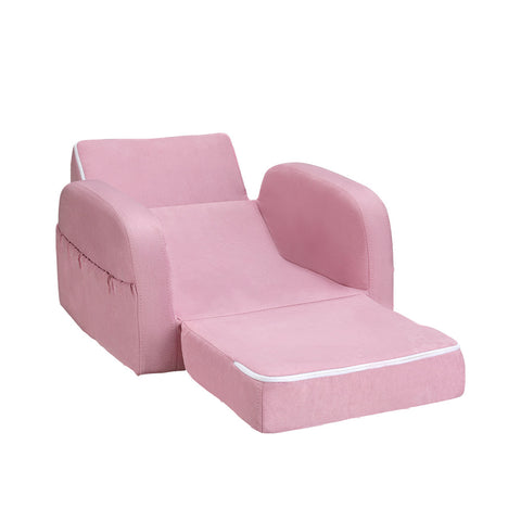 Keezi Kids Sofa 2 Seater Children Flip Open Couch Lounger Armchair Soft Pink Chez Guru