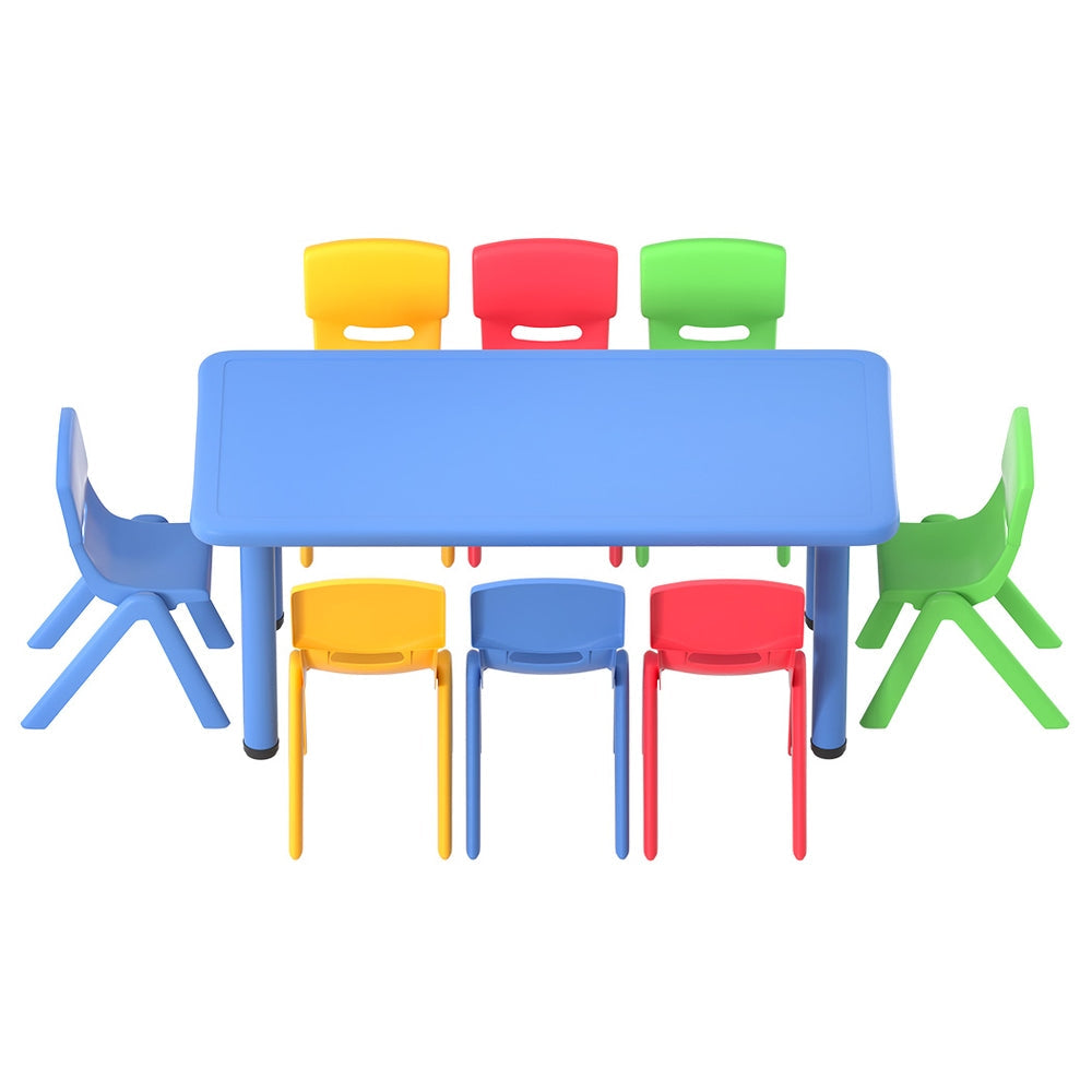 Keezi 9PCS Kids Table and Chairs Set Children Study Desk Furniture Plastic 8 Chairs Chez Guru