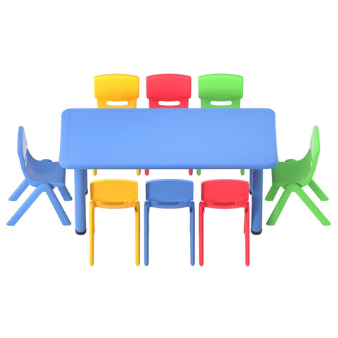Keezi 9PCS Kids Table and Chairs Set Children Study Desk Furniture Plastic 8 Chairs Chez Guru