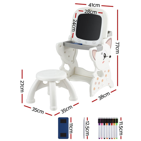 Keezi Kids Table and Chair Set 2 in 1 Easel Desk Stool w/ LCD Writing Tablet