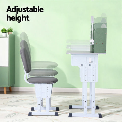 Keezi Kids Study Desk Chair Set Adjustable Ergonomic Table LED Lamp Green
