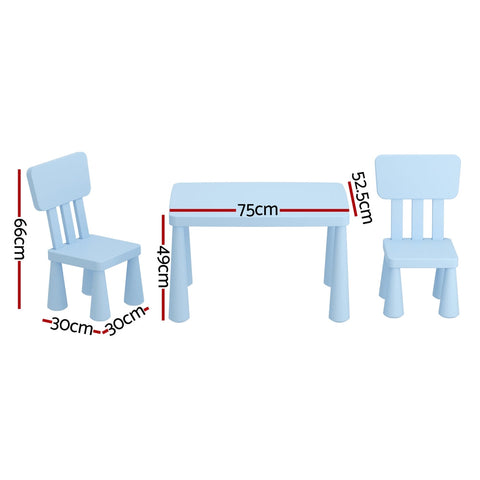 1 Keezi Kids Table and 2 Chairs Set Blue Chez Guru