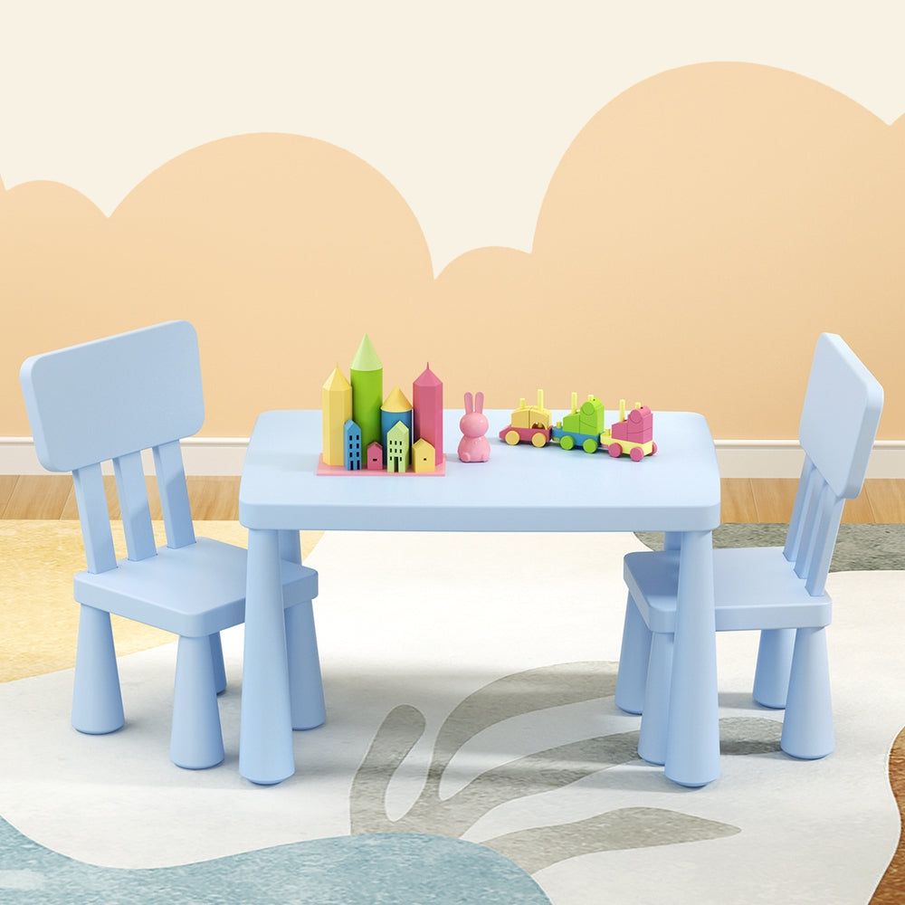 1 Keezi Kids Table and 2 Chairs Set Blue Chez Guru