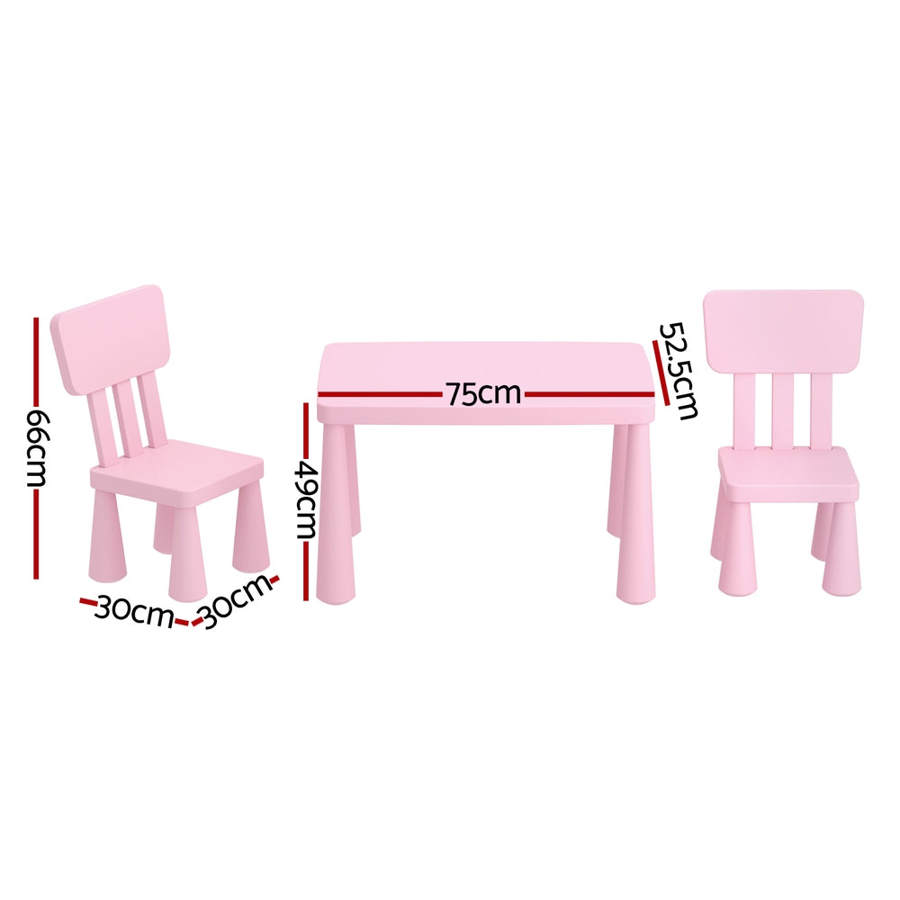 1 Keezi Kids Table and 2 Chairs Set Pink Chez Guru