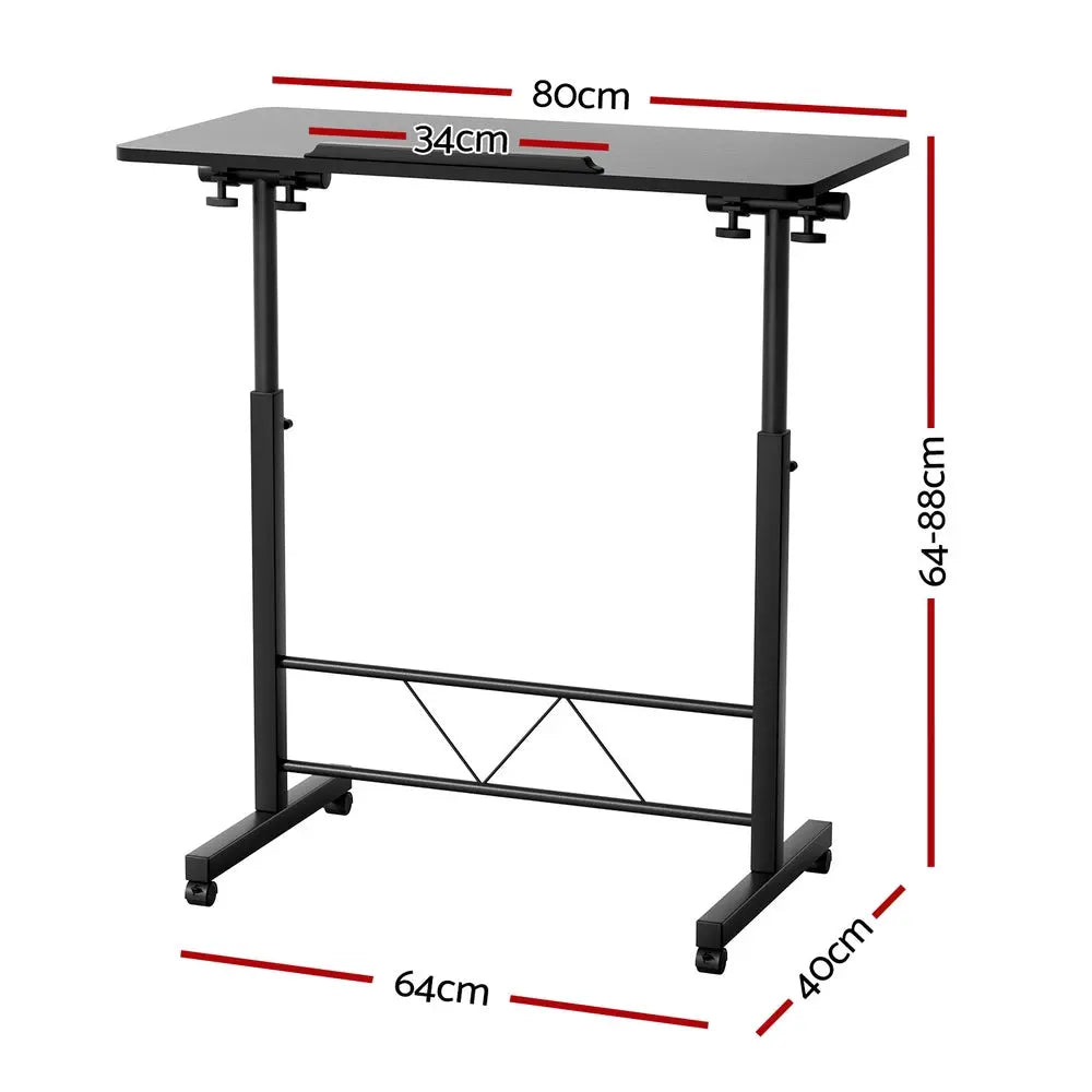 Artiss Laptop Desk Table Height Adjustable Wooden Bed Side Tables 80CM Black Chez Guru