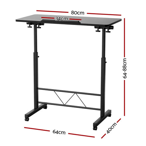 Artiss Laptop Desk Table Height Adjustable Wooden Bed Side Tables 80CM Black Chez Guru