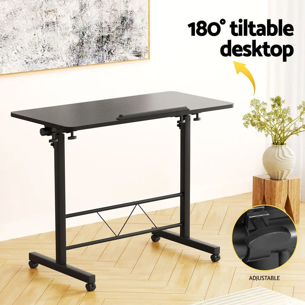 Artiss Laptop Desk Table Height Adjustable Wooden Bed Side Tables 80CM Black Chez Guru
