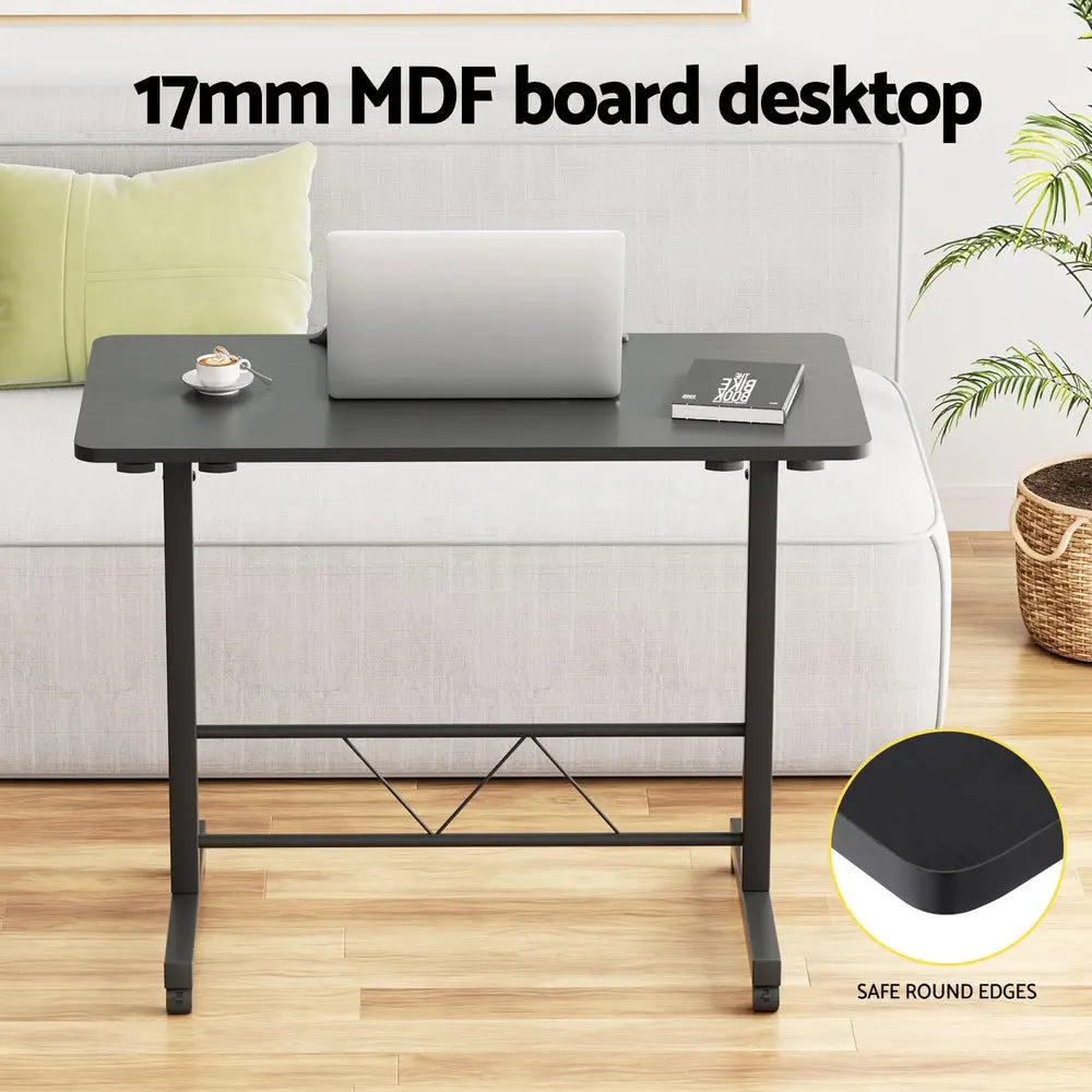 Artiss Laptop Desk Table Height Adjustable Wooden Bed Side Tables 80CM Black Chez Guru