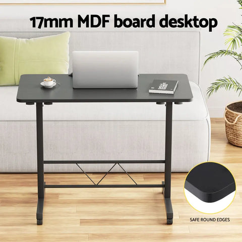 Artiss Laptop Desk Table Height Adjustable Wooden Bed Side Tables 80CM Black Chez Guru